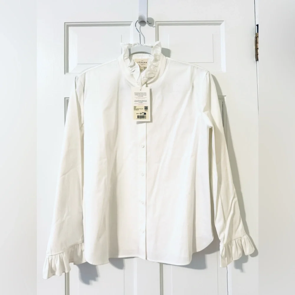 Sezane Erine Shirt Ecru - Size 6 - Picture 4 of 6